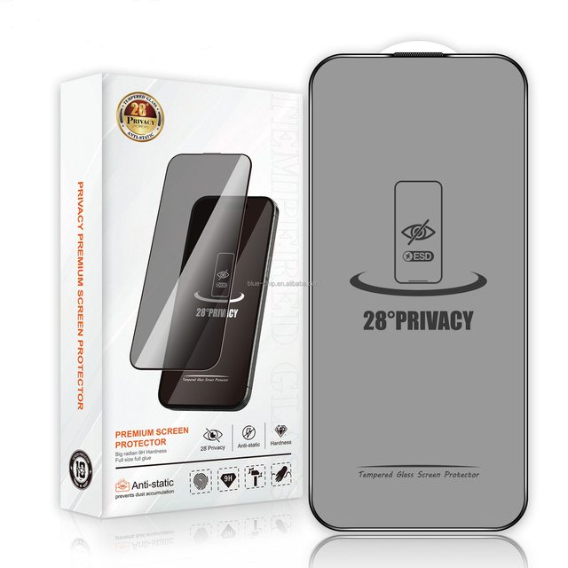 Factory Price Anti Peeping Phone Screen Protector for iPhone 15 16 17 Air Pro Max 28 Degree Privacy Anti Static Tempered Glass