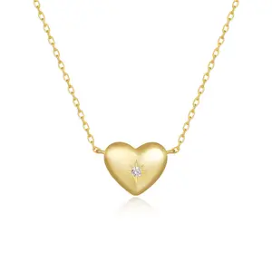 Moda minimalista jóias 925 sterling silver coração oito apontou estrela diamante pingente banhado a ouro colares para as mulheres