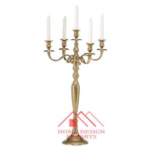 Venta caliente Centros de mesa Candelabros de aluminio con portavelas votivo de cristal para decoración de boda Aluminio dorado - Product Image 4