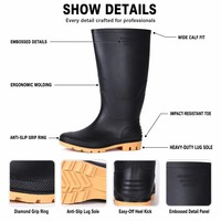 Bottes de pluie en PVC résistant aux produits chimiques, entièrement imperméables, robustes, antidérapantes, avec embout renforcé, pour travaux en usine chimique et dans les mines