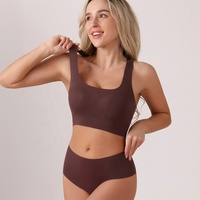 Ensemble soutien-gorge de sport sans armatures et sans coutures dos nageur avec logo personnalisé pour femme, ensemble soutien-gorge de yoga sans fil et culotte, ensemble de sous-vêtements