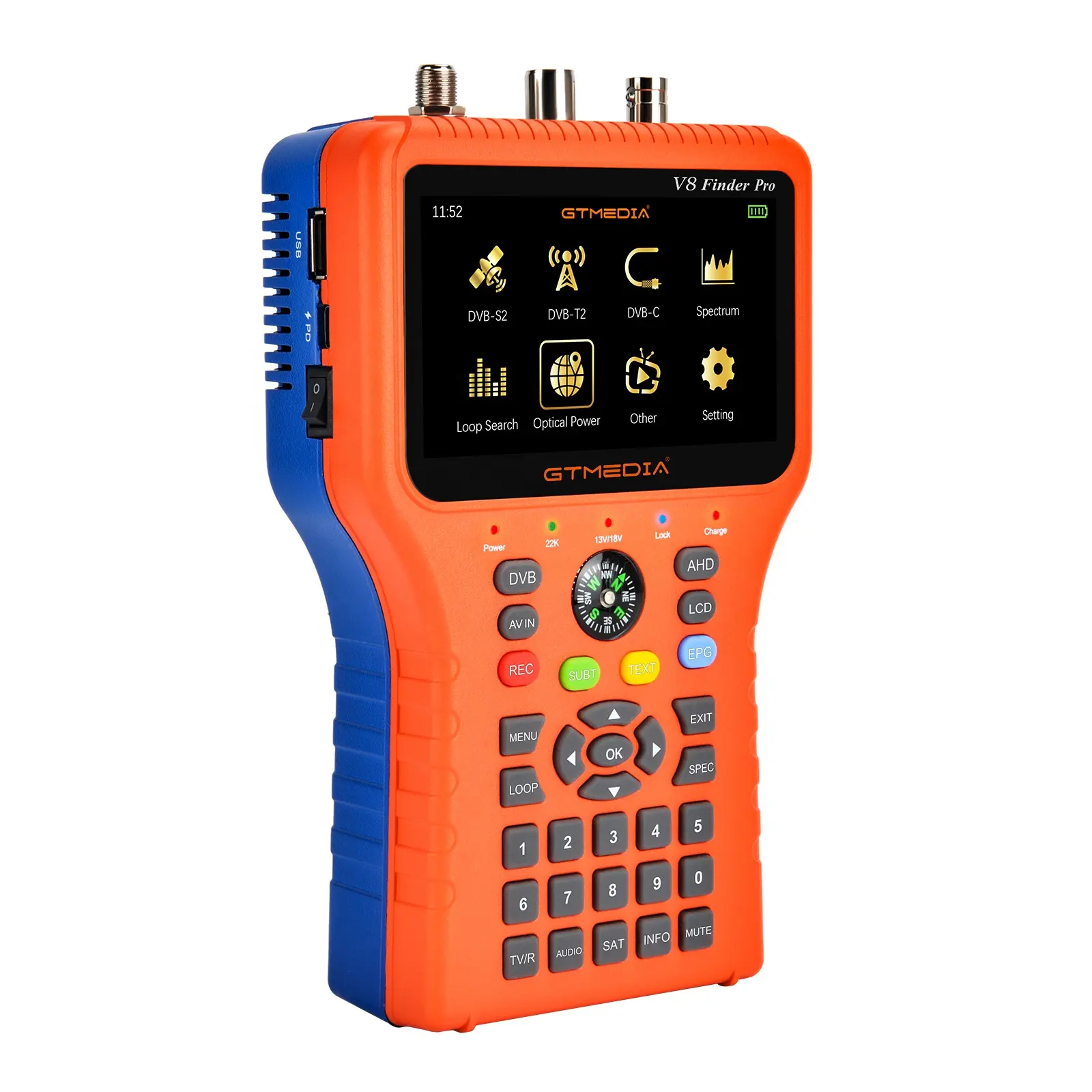 V8 finder pro H.265 Combo Satellite Finder Meter DVB-S2X/S2/S/T2/T/C and MPEG-2/4 H.264/H.265  10 bit 