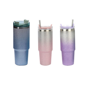 Vaso Térmico de Acero Inoxidable con Pintura Diamante de 20oz/30oz, con Pajita, para Agua Fría/Caliente, para Café, para Coche - Product Image 1