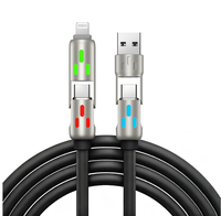 Kabel USB 4-in-1 Pengisian Cepat 1.5M 240W 5A dengan Konektor C-C Lighting, Selubung Silikon, Konduktor Tembaga Murni untuk iPhone Android