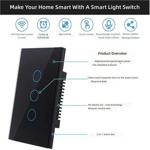 กราฟฟิตีสมาร์ทสวิตช์ WiFi/Zigbee 2.4GHz Touch Zero Single Fire/Zero Firewire Google Assistant <span class=keywords><strong>Alexa</strong></span> สำหรับ Apple HomeKit IP20 10A - Product Image 5