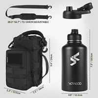 Bouteille d'eau tactique de 64 oz, bouteille en métal avec housse robuste et amovible, sac de transport tactique pour la randonnée, le camping, la chasse