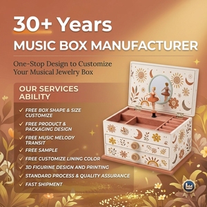 Caja de Música de Madera Rectangular con Manivela, Diseño Floral Boho, Joyería Cálida y Creativa, MDF Ecológico, 120S, Regalo de Cumpleaños para Niños - Product Image 4