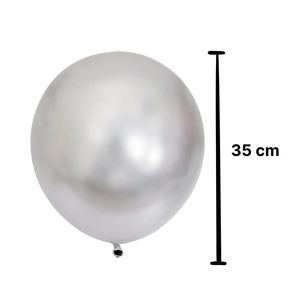 Metallic Silver <b>Balloons</b> 35cm Inflatable with Air or Helium for Birthdays Parties <b>Decorations</b> - Product Image 2