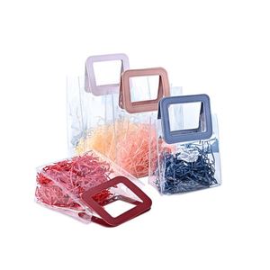 Hot Sale Wholesale Clear Plastic <b>Gift</b> Bags with Leather Handle Reusable Handbag Transparent PVC Plastic <b>Gift</b> <b>Wrap</b> Tote Bag - Product Image 1