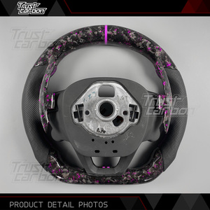 Volante Personalizado de Fibra de Carbono Forjado en Color Morado con LED de RPM para <span class=keywords><strong>Seat</strong></span> Cupra Formentor VZ <span class=keywords><strong>Leon</strong></span> <span class=keywords><strong>ST</strong></span> Born Ibiza <span class=keywords><strong>FR</strong></span> Tavascan - Product Image 5
