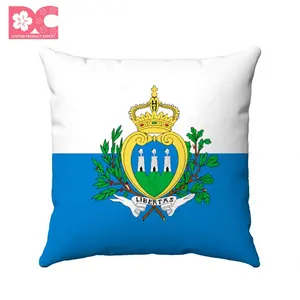 San Marino ülke bayrağı çift taraflı süblimasyon baskı 17 "x 17" peluş kanepe kılıfı kılıfları