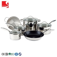 Ensemble de casseroles en acier inoxydable de haute qualité, forme ventrue, avec poignée dorée