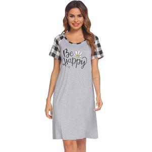 Camisón de Verano para Mujer, Modal, con Estampado de Letras, Color Contrastante, Ropa Casual para el Hogar, <span class=keywords><strong>Pijamas</strong></span> para Mujer - Product Image 4