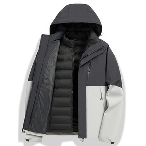 Men's 3 In 1 Outdoor <b>Jacket</b> With Detachable Down Liner <b>Waterproof</b> <b>Parka</b> For Work And Business Wear - Product Image 3