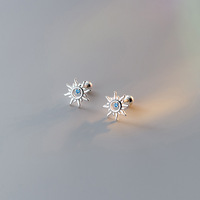 LT-335 à la mode forêt INS bleu soleil boucles d'oreilles femmes 925 argent Sterling fileté bouchons d'oreille vis lumière Niche anniversaire