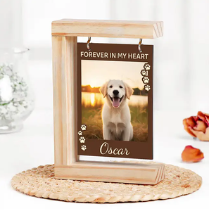<span class=keywords><strong>Marco</strong></span> de Fotos de Madera Personalizado para Mascotas, con Nombre y Huella, Diseño Moderno para Montar en la Pared, Recuerdo de Mi Perro, Siempre en Mi Corazón - Product Image 3