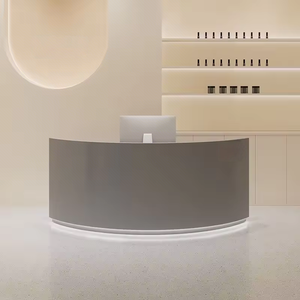 Quầy lễ tân spa hình bán nguyệt đèn LED cá tính, thiết kế tối giản, dành cho salon tóc, làm đẹp - Product Image 5