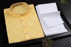 Vêtements décontractés pour fête de mariage Kurta simple et traditionnelle en pur coton pour hommes avec pyjama Fournisseur de meilleure qualité au prix de gros - Product Image 2