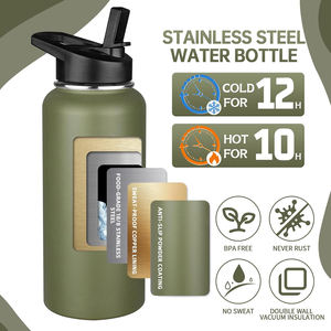 Botellas de Agua Aisladas de Acero Inoxidable de Doble Pared con Logotipo Personalizado, 32 oz, con Tapa de Boquilla, Mantienen la Temperatura Fría Durante 24 Horas - Product Image 3