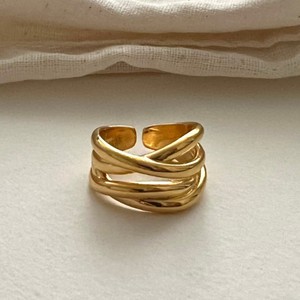 Anello Aperto Irregolare Intrecciato a Croce per Donna, in Rame Elettroplaccato, Minimalista, Impilabile, Gioiello alla Moda INS, Regalo - Product Image 6