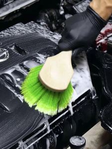 Brosse de nettoyage pour jantes et pneus de voiture, à poils doux en plastique, avec logo personnalisé, manche court, pour le detailing automobile - Product Image 4