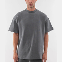 T-shirt surdimensionné de luxe pour homme en coton épais 100 % de haute qualité, col montant, coupe ample et structurée