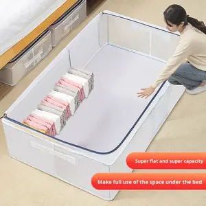 Boîte de rangement pliable en plastique transparent <span class=keywords><strong>Youna</strong></span> pour le fond du lit, 30L, anti-poussière, anti-humidité, pour vêtements et couettes ménagers - Product Image 4