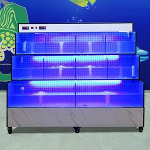 Exhibidor <span class=keywords><strong>de</strong></span> Mariscos Cuadrado <span class=keywords><strong>de</strong></span> Vidrio con Iluminación, Acuario para Conservación <span class=keywords><strong>de</strong></span> Cangrejos, Calamares y Langostinos, 100L-1000L, Ahorro <span class=keywords><strong>de</strong></span> Energía - Product Image 3