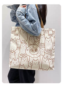 Personalizza la borsa della spesa in tela di cotone Tote borse Shopper <span class=keywords><strong>Calico</strong></span> con Logo stampato - Product Image 3