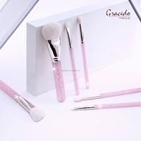 Ensemble de 6 pinceaux de maquillage professionnels Gracedo, décorés de zircon, poils synthétiques, manche en plastique, format voyage, avec pinceau correcteur