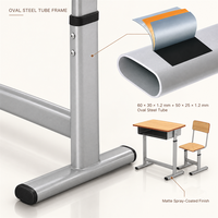 Mobilier scolaire, chaises d'école, ensemble table et chaise, table d'étude pour étudiants, réglable, métal, écologique, moderne, MEETCO