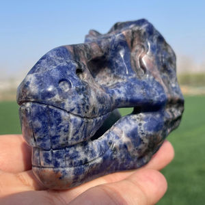 Crâne de dinosaure en sodalite naturelle de qualité supérieure, sculpté à la main, pierre de guérison en cristal pour la méditation Reiki, l'équilibre des chakras, la décoration intérieure et les cadeaux - Product Image 5