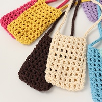 Pochette de téléphone en macramé faite à la main, sac en coton ajouré avec sangle réglable, support de téléphone bandoulière bohème pour femme