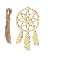 Kit de fabrication de attrape-rêves en bois, attrape-rêves non fini à faire soi-même avec pompon, décoration suspendue peinte à la main