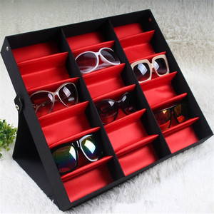 Bán Buôn Cửa Hàng Bán Lẻ Hiển Thị Đứng Lưu Trữ Box Tray Trường Hợp Cứng Black Show Trường Hợp 18 Slots Có Thể Gập Lại Đứng Hiển Thị Trường Hợp Kính Râm - Product Image 5