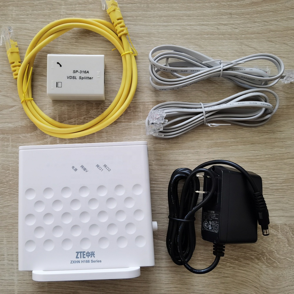 ในสต็อก ZTE ZXHN H166 ADSL Modem ซอฟต์แวร์ภาษาอังกฤษความเร็วสูง VDSL2 ADSL2 + ADSL Modem