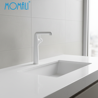 Robinet de lavabo Momali moderne et contemporain en laiton, à montage sur comptoir, avec minuterie, finition polie, haute qualité, monotrou, avec valve en céramique 5