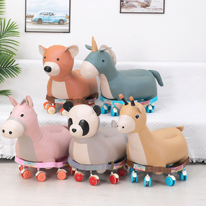 Sillón Infantil de Peluche <span class=keywords><strong>con</strong></span> Cuatro Diseños, Asiento de Peluche Convertible para Niños de 4 a 8 Meses, Juego de Mesa y Silla de Aprendizaje para Niños <span class=keywords><strong>con</strong></span> Ruedas - Product Image 1