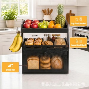 Étagère de rangement pour fruits et légumes Eastward Advance à 3 niveaux avec crochet pour bananes, boîte à pain, organisateur de comptoir de cuisine - Product Image 3