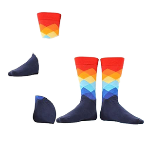 Chaussettes pour hommes en jacquard argyle coloré, chaussettes en coton vintage britanniques décontractées pour affaires, chaussettes habillées formelles pour hommes, chaussettes personnalisées - Product Image 4
