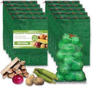 ถุงตาข่ายเก็บของ Huamaohengchun 10 ชิ้น ขนาด 31''x20'' ทนทาน ผลิตจากวัสดุ LDPE ใช้ซ้ำได้ ระบายอากาศได้ดี มีเชือกรูด รับน้ำหนักได้ 33 ปอนด์ สำหรับเก็บของสด - Product Image 5