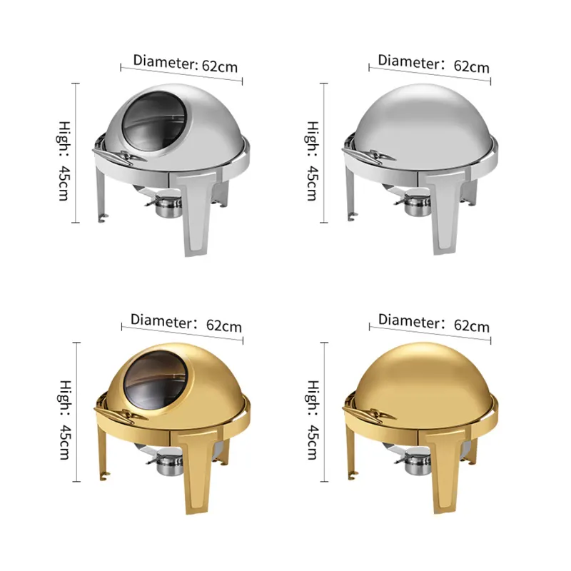 Ensemble de buffet chauffe-plats chauffe-plats rond électrique en acier inoxydable pour la restauration