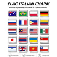 Breloque drapeau italien 9 mm en acier inoxydable pour bracelet DIY, idéale pour la fabrication de bijoux souvenirs de voyage