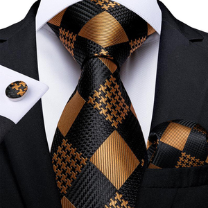 Ensemble de cravates pour hommes importées en soie unie et à motif Paisley, avec pochette de costume et boutons de manchette, cravates formelles à séchage rapide, cadeau pour mariage et fête - Product Image 6