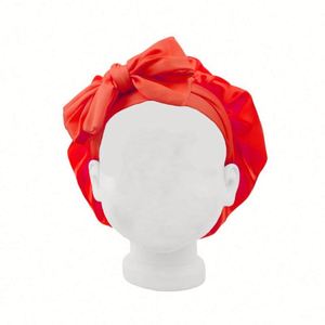 Bonnet de nuit pour bébé à logo personnalisé, simple ou double couche, pour filles, tout-petits et enfants, avec large bande élastique à nouer - Product Image 3