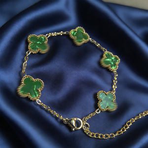 Collar de Lujo Ligero con Trébol de Cuatro Hojas, Unisex, Acero Inoxidable, Chapado en <span class=keywords><strong>Oro</strong></span> de 18K, Piedra Natural, Fritillaria de Doble Cara, a la Moda - Product Image 6