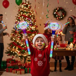16개 LED가 장착된 회전 마법 공 지팡이 LED 스핀 장난감 (배터리 포함) 어린이용, 남아 및 여아를 위한 훌륭한 선물 아이디어, 재미있는 생일 선물 - Product Image 3