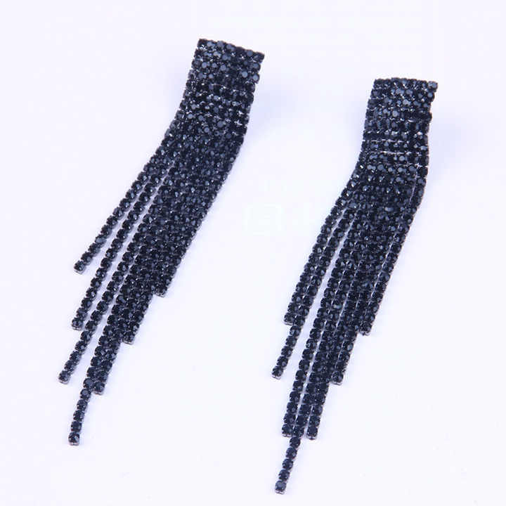 925 Sterling Silver Crystal Tassel Long Drop Dangle Earrings For Women