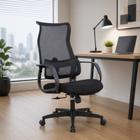 Chaise de bureau exécutive ergonomique moderne à dossier haut en maille avec support lombaire réglable, siège de travail pivotant pour bureau à domicile