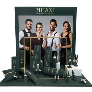 Bộ trưng bày trang sức nhung sang trọng có giá đỡ màu nâu sô cô la - Product Image 4